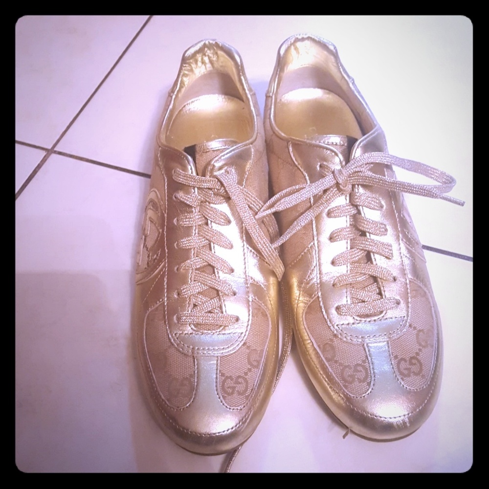 Gucci gold sneakers